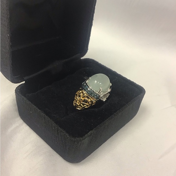 SOLD Victoria Wieck Jade ring with 14 K and sterling  silver details. SOLD. - Picture 5 of 9